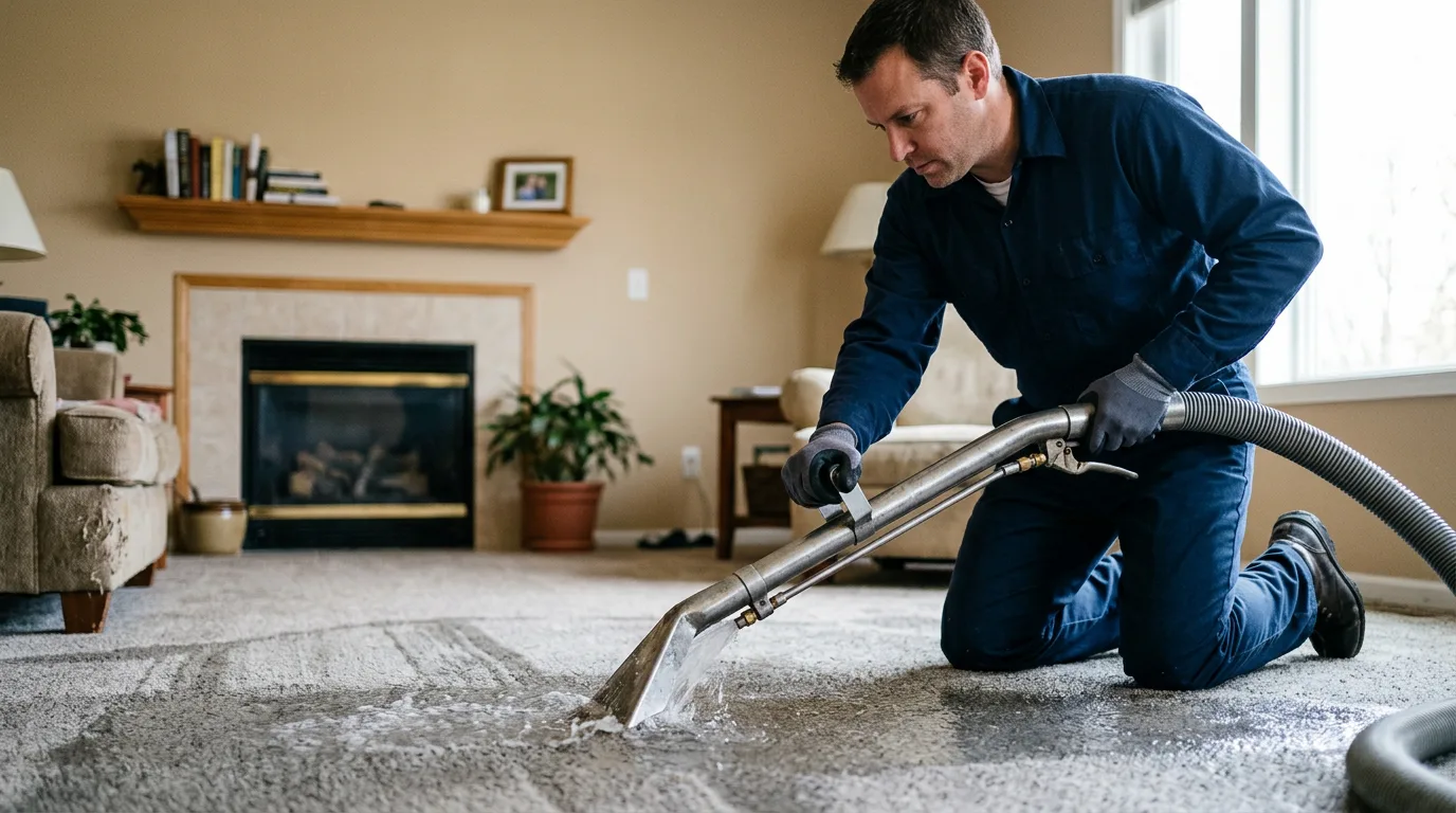 Water damage restoration technician working near Voorheesville, NY